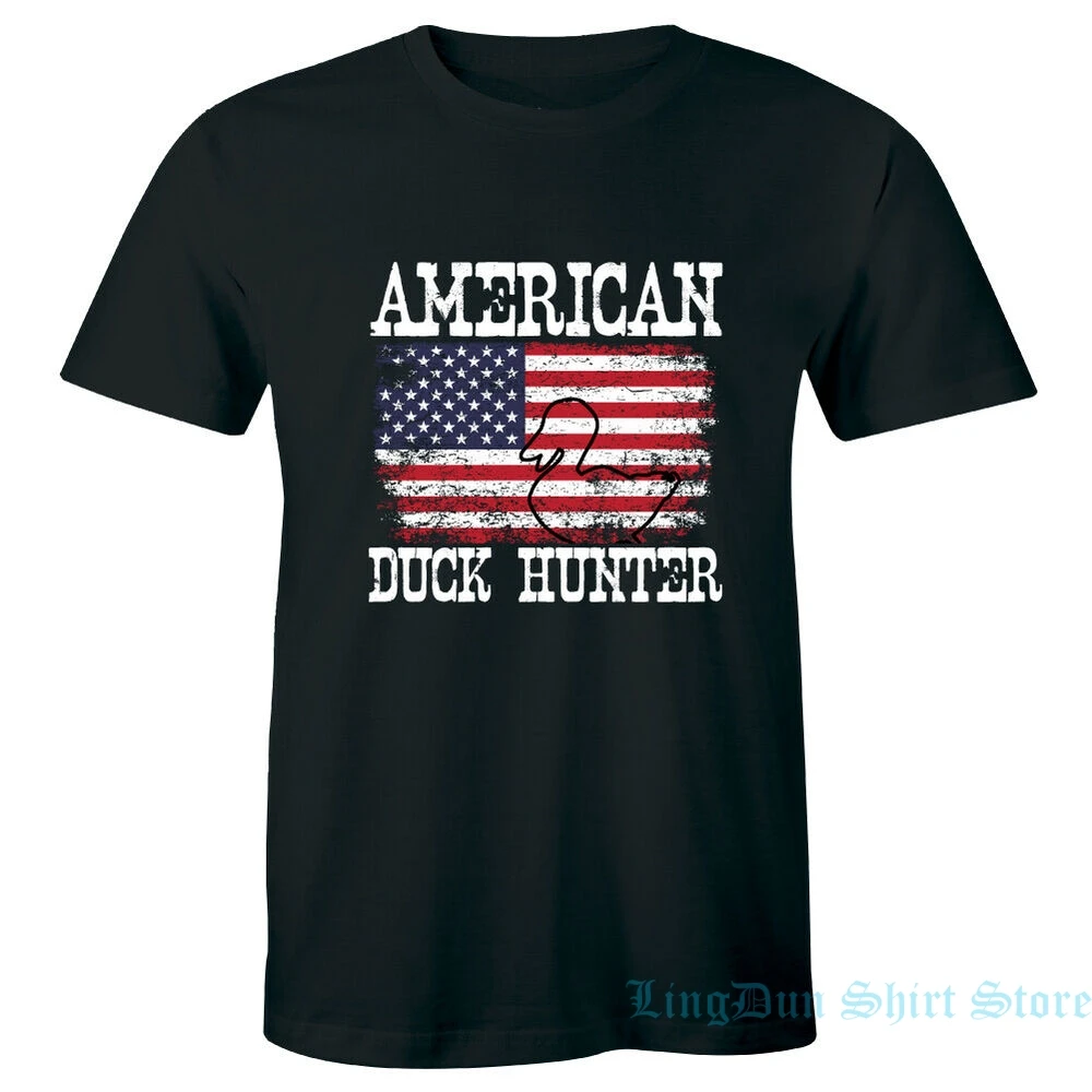 Футболка с американским охотником на уток Мужская футболка флагом 100% хлопок топы