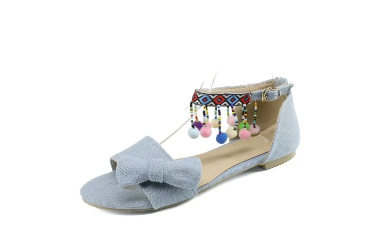 

Big Size Personalized sweet decorative flat sandals summer flat sandals ladies women shoes woman