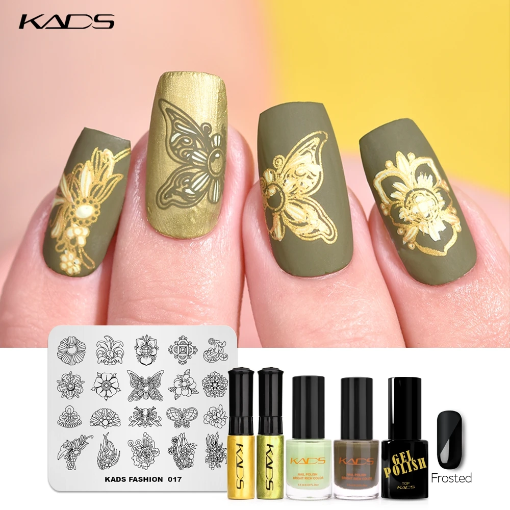 KADS набор штамповочных пластин для ногтей модный дизайн бабочка цветок
