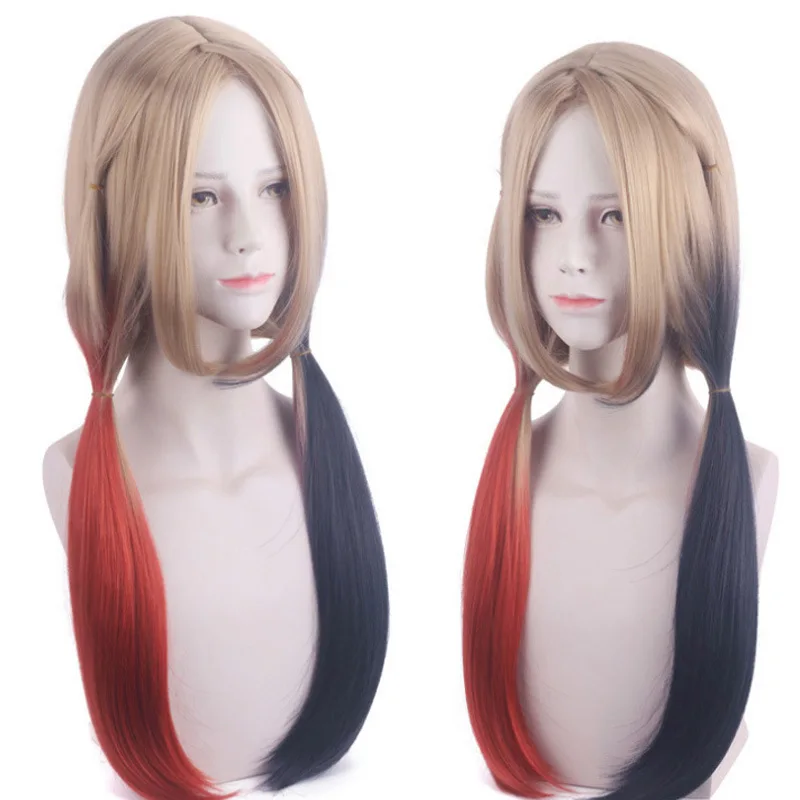 

Парик для косплея Харли из фильма «отряд самоубийц 2», костюм Куинна из красного, черного цветов, двойной хвост, для Хэллоуина, детской вечер...