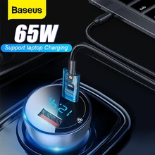 Baseus 65W Car Charger Quick Charge QC 4.0 3.0 USB Charger PD Type C Fast Charging For iPhone 12 MacBook Support Laptop Charging