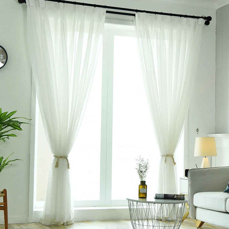 Белые занавески из вуали однотонные тюлевые шторы для гостиной оконные