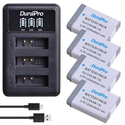 4 Battery Set 2 шт. NB-13L NB 13L 1250 мА/ч, Перезаряжаемые Батарея+ светодиодный 3-Порты USB Зарядное устройство для Canon G5X G7X G9X G7 X Mark II SX720 HS Камера - Цвет: 4 Battery Set