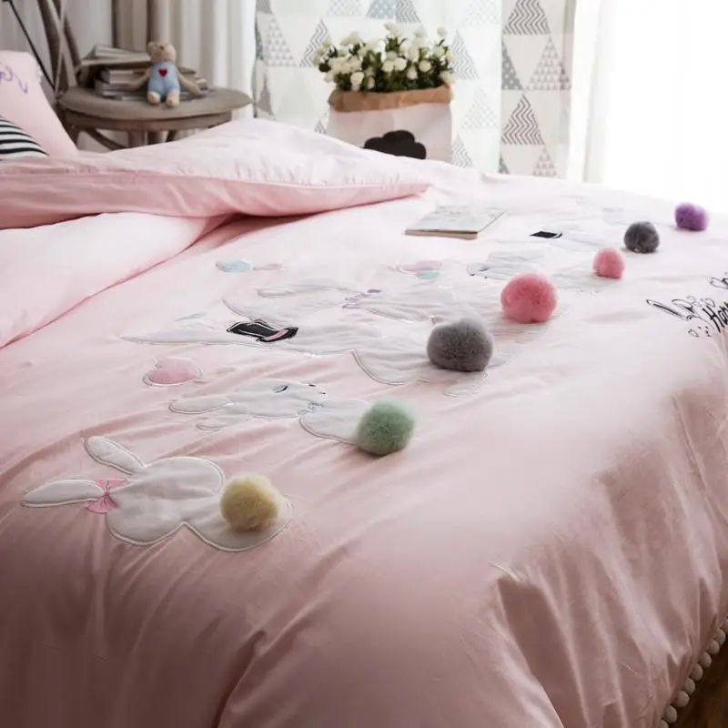 J1 розовый желтый вышитым мультяшным изображением &quotКролик&quot а ля 60ые