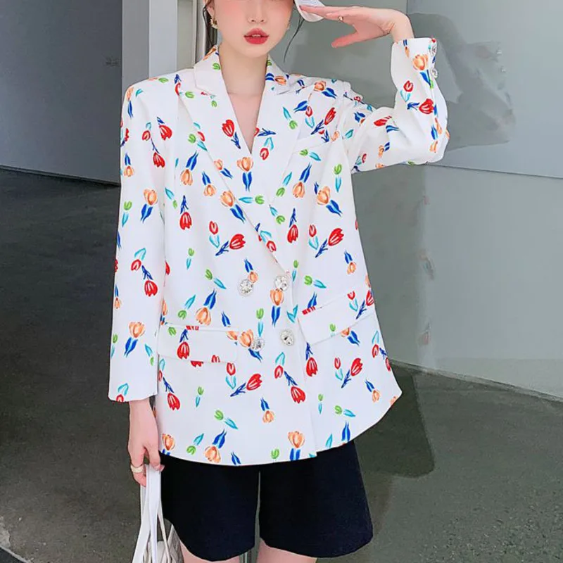 Женский двубортный блейзер с длинным рукавом, повседневный простой блейзер с набивкой силуэта, осень 2021