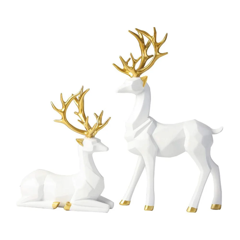 

Nordic Style Origami Elk Christmas Geometric Deer Statues Ornaments Living Room TV Cabinet Wine Cabinet Gift for Home Decoration