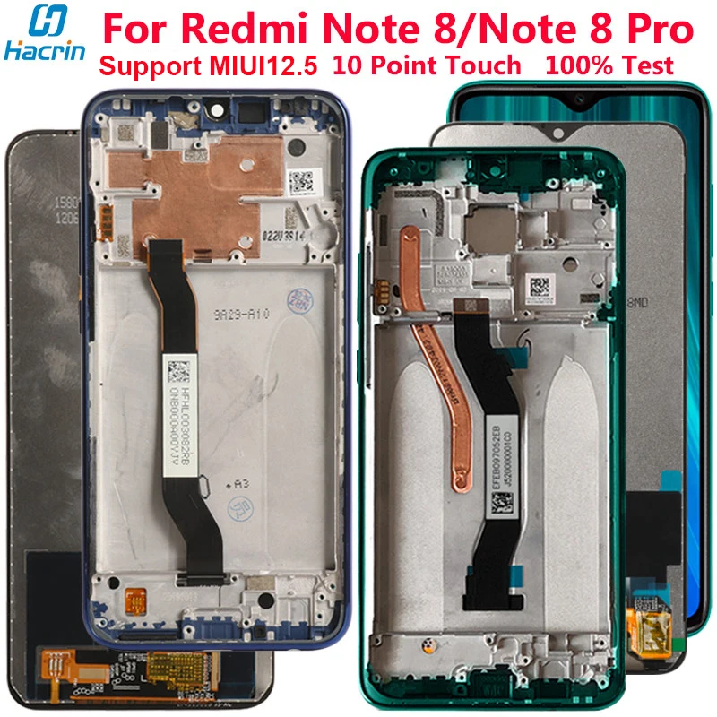 

Дисплей для Redmi Note 8, ЖК-дисплей кодирующий преобразователь сенсорного экрана в сборе дюйма, замена для Redmi Note 8 Pro, экран с логотипом
