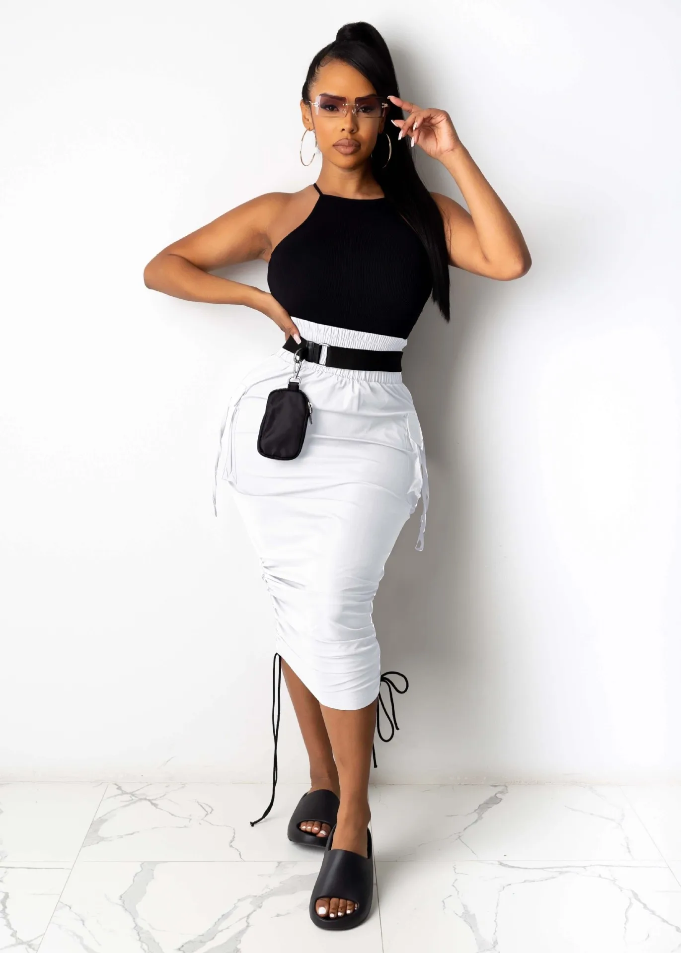 

Bottoms Casual Solid Packet Design Skirts VK2078