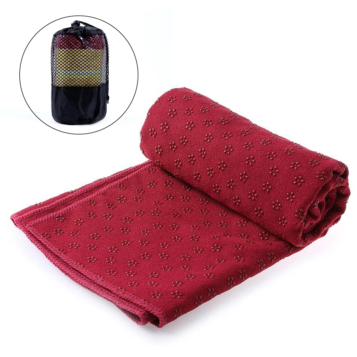 

Non-slip Yoga Mat Cover Anti Skid Microfiber Yoga Mat Towel 72inx24.8in - Wine Red