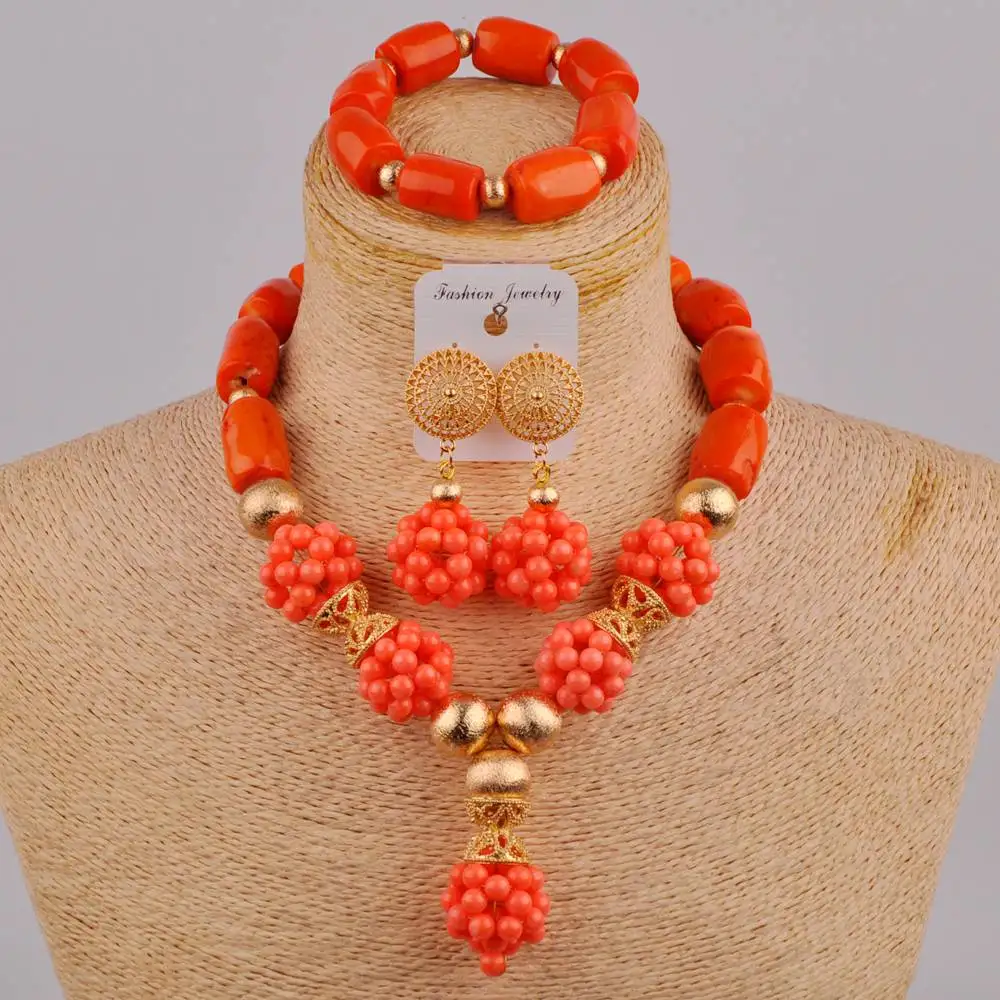 Африканские свадебные бусины нигерийский коралловый комплект ювелирных изделий