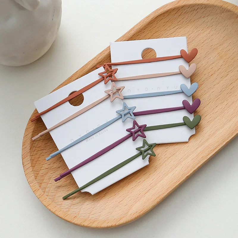 

Cute Hairpin 10pcs/set Sweet Smiley Face Stars Love Pattern Hair Clips For Women Girls Candy Color Barrettes Hair Accessories