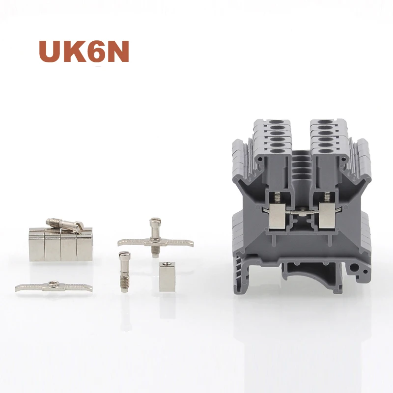 5 шт. Винтовые клеммные колодки для Din-рейки UK-6N