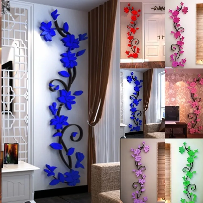 Fast 3D Romantic Rose Flower Wall Sticker Removable Home decor Decal Room Vinyl