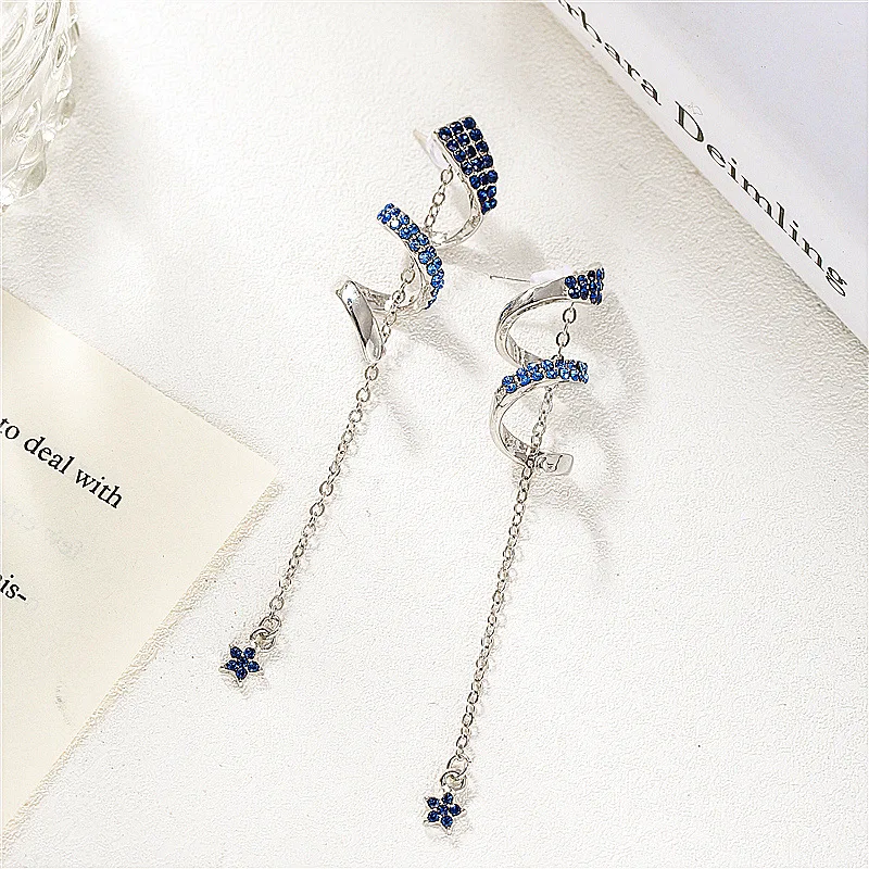

HANGZHI 2020 New personality Design Geometric Irregular Spiral Long Stud Earrings Chain Spherical Punk For Women Girls Jewelry