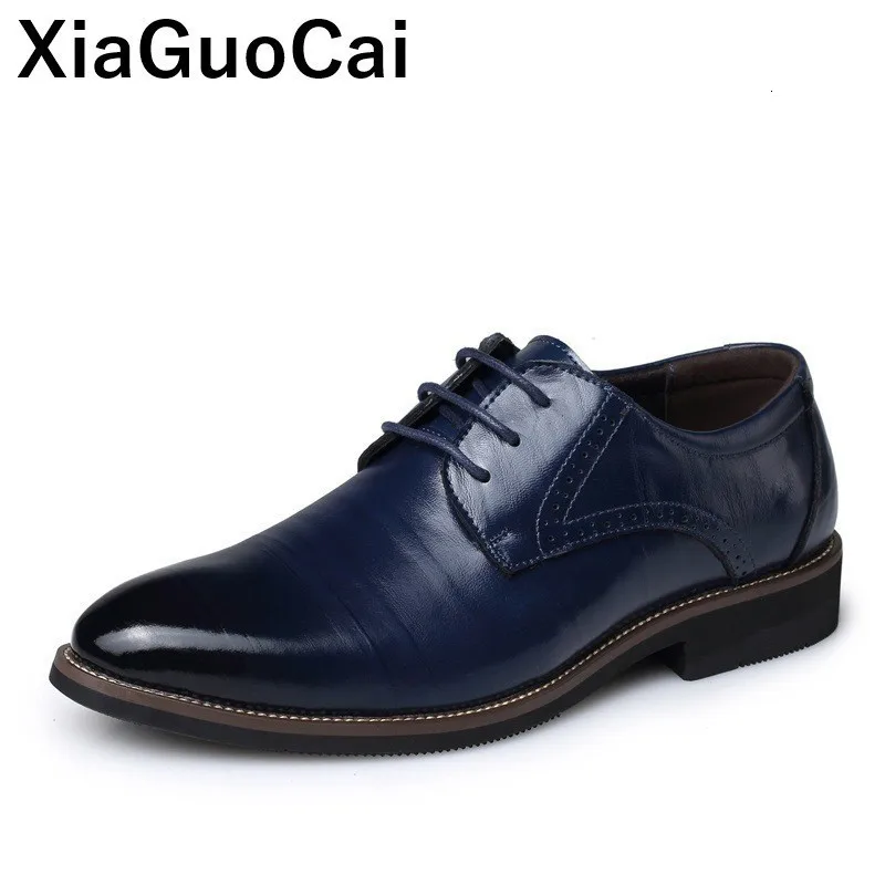 

Plus Size Men Dress Shoes Luxury Business Man Oxfords Spring Autumn Mans Footwear Lace Up British Leather Flats Pointed Toe