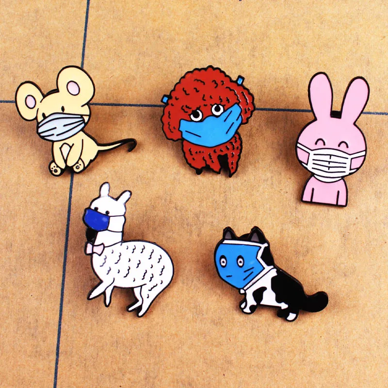 Мультфильм маски животных из цинкового сплава Цинковый Сплав Брошь Мода милый