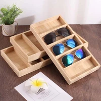 new creative bamboo wood sunglasses tray display glasses holder organizer eyeglasses storage showcase jewelry display tray