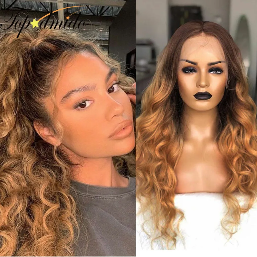 

Topodmido Body Wave 13x 4, кружевной передний женский парик с эффектом омбре, медово-светлый цвет, бразильские человеческие волосы без клея, кружевной ...