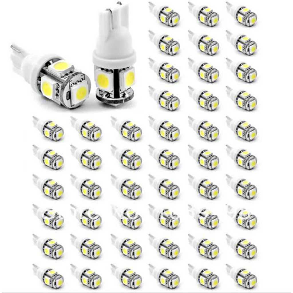 50 шт. универсальные белые светодиодсветодиодный лампы T10 W5W 168 194 5050 5SMD 6000K |