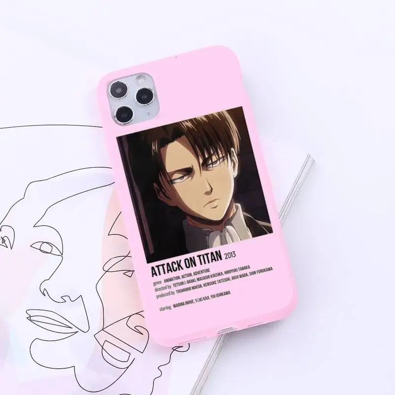 

Attack On Titan anime Phone Case Candy Color for iPhone 6 7 8 11 12 s mini pro X XS XR MAX Plus