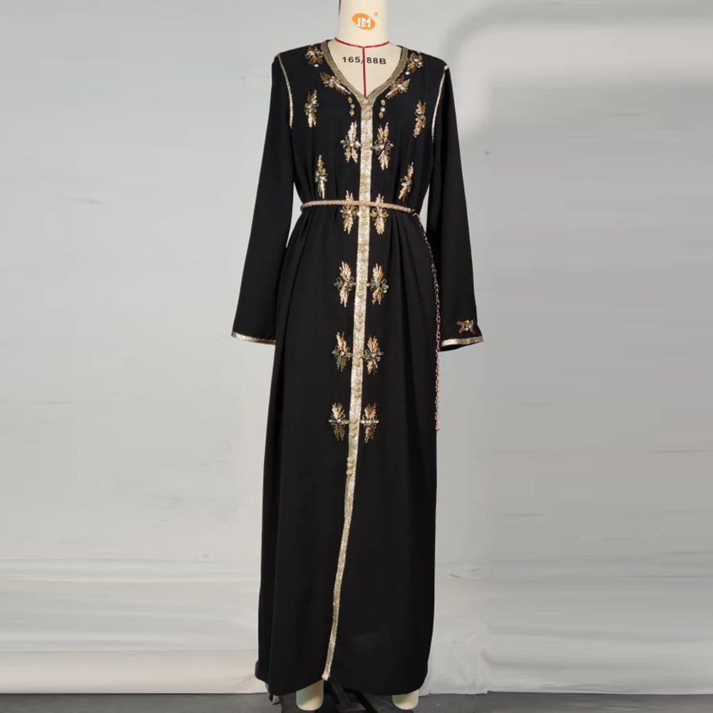 Женское платье хиджаб в мусульманском стиле черная абайя турецкий мусульманская