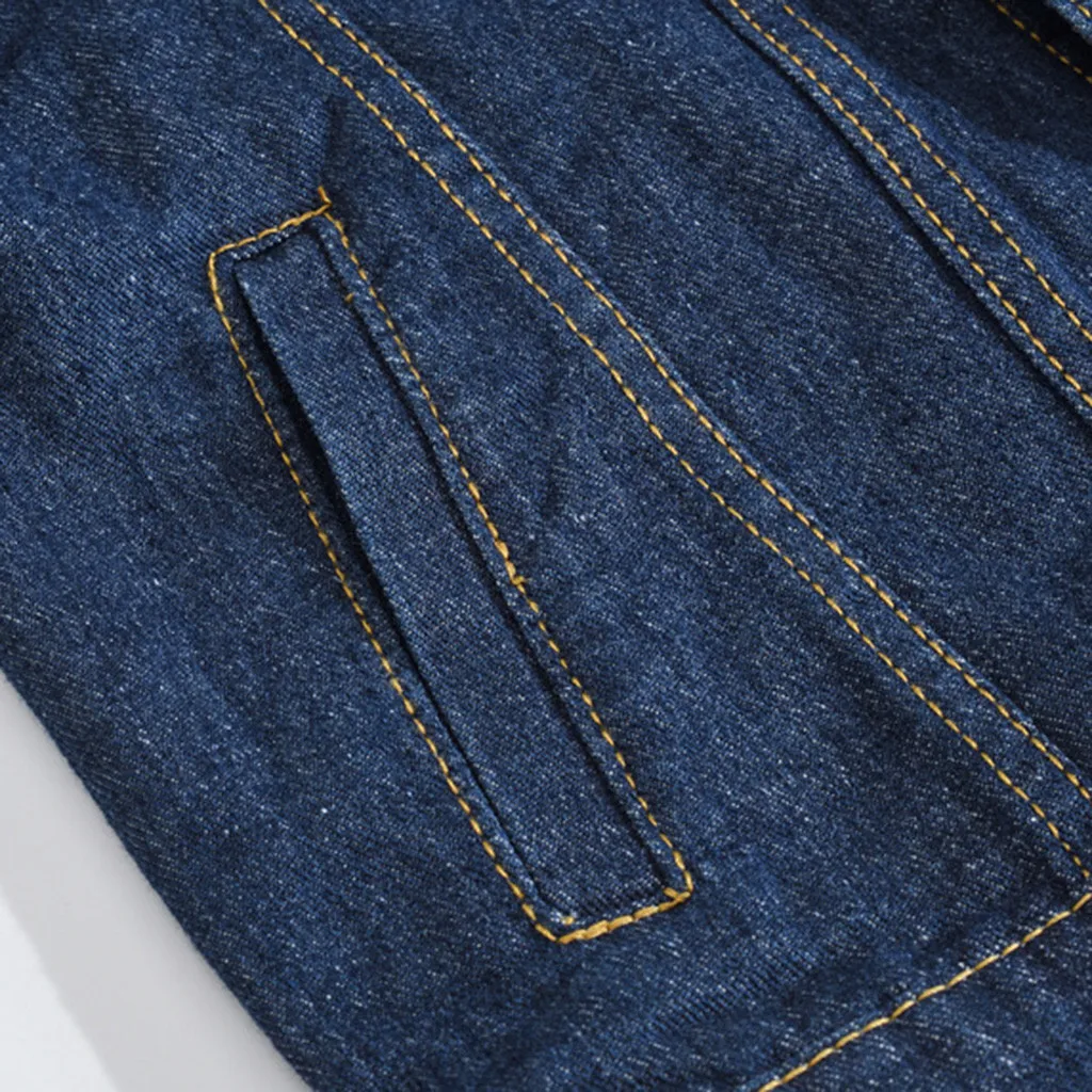 

Men's Jacker 2021 Spring And Autumn Fashion Long Sleeve Turndown Collar Solid Casual Buttons Pocket Denim Jacket Coat Outwear