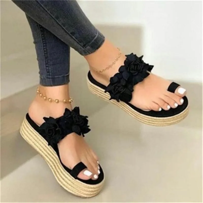 

2020 Hot Sales Woman Sandals Platform Flower Slipper Casual Beach Flip Flops Sandals Women Summer Sexy High Heel Sandal red gray