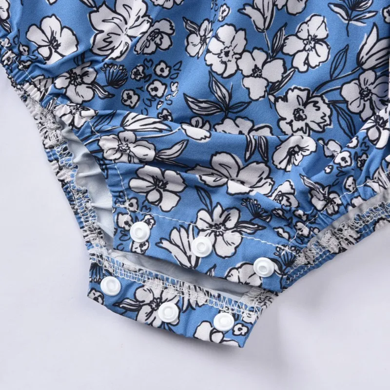 

Infant And Young Children's Cute One-piece Sling Crawler Flying Sleeve Small Fresh Floral Romper New