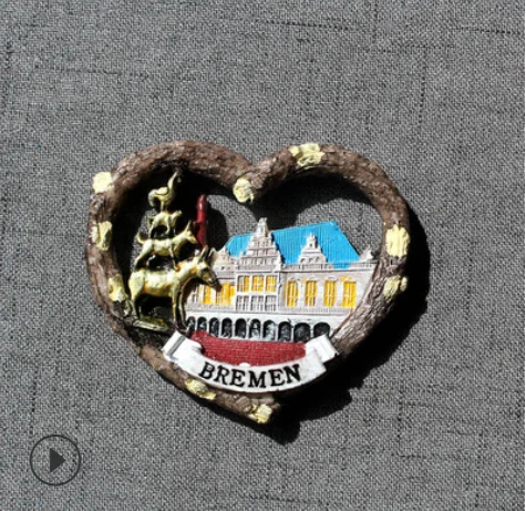 Магнитный сувенир на холодильник 3d из смолы США Египет Германия Бремен Моцарт