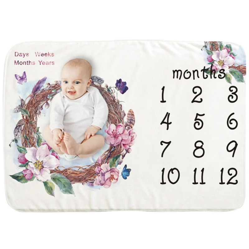 

Baby Monthly Record Growth Milestone Blanket Creative Background Cloth Newborn Soft Swaddle Wrap Photography Props
