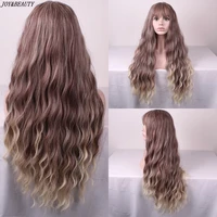 joybeauty ombre brown honey blonde synthetic wigs with bnags for black women long natural wave cosplay wig heat resistant wigs