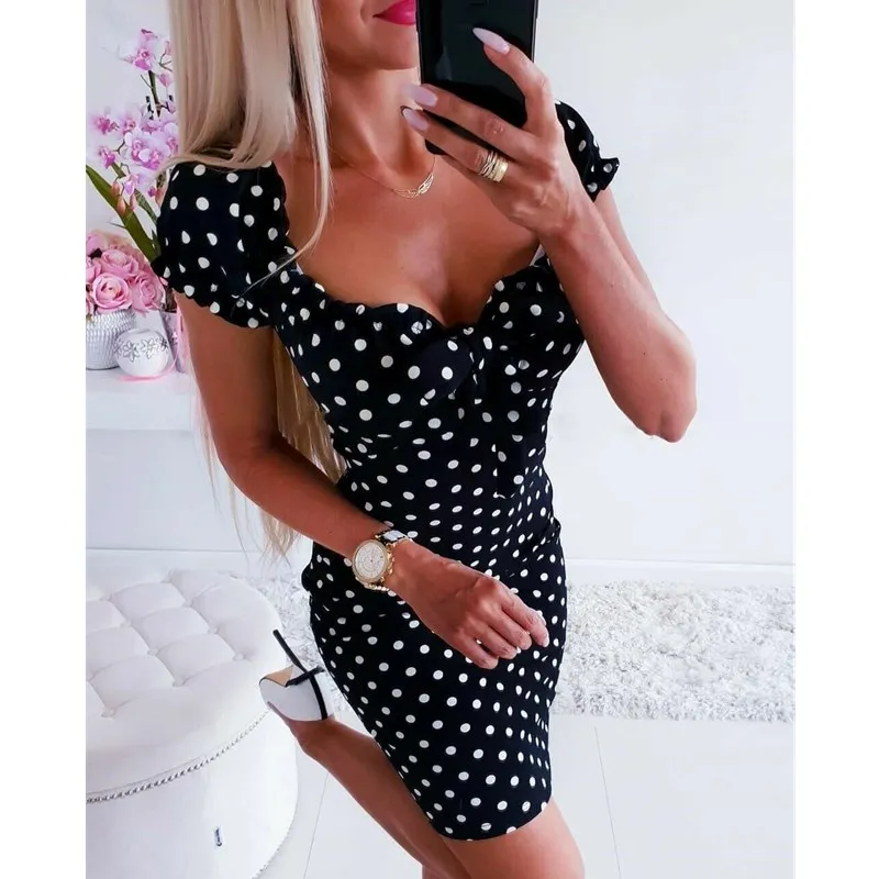 Лидер продаж женское облегающее пляжное платье Hirigin в горошек с принтом стиле