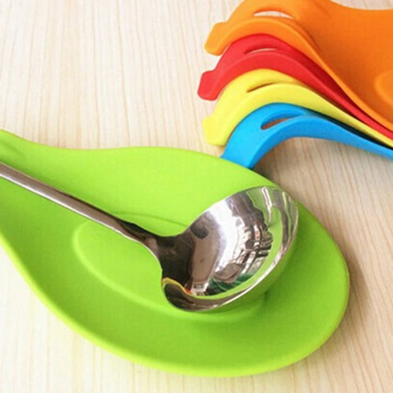

1pcs Colorful Silicone Heat Resistant Spoon Rest Utensil Spatula Holder Gadget Kitchen Storage Rack Kitcen Tools Home Organizer
