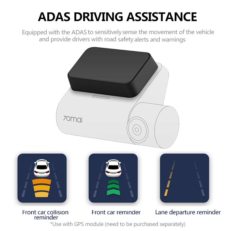 Видеорегистратор 70mai Dash Cam Pro автомобильная камера с разрешением 1944P HD Wi-Fi функцией