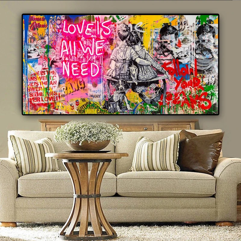 Современный граффити Живопись Холст Wall Art Плакаты принты для настенные картины