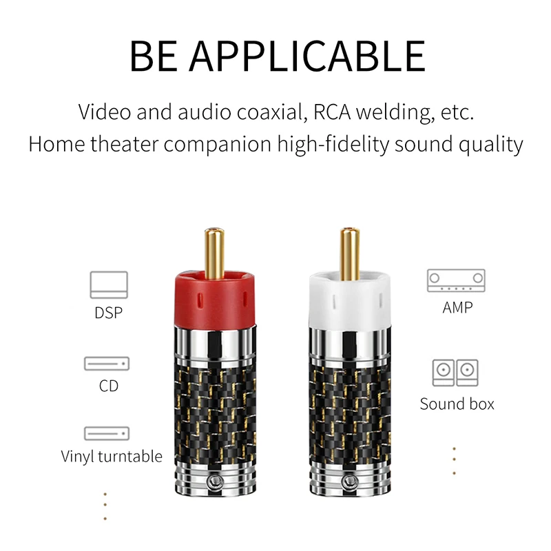YYAUDIO 4 шт. Позолоченный разъем RCA HiFi аудио динамик штекер адаптер видео/аудио -
