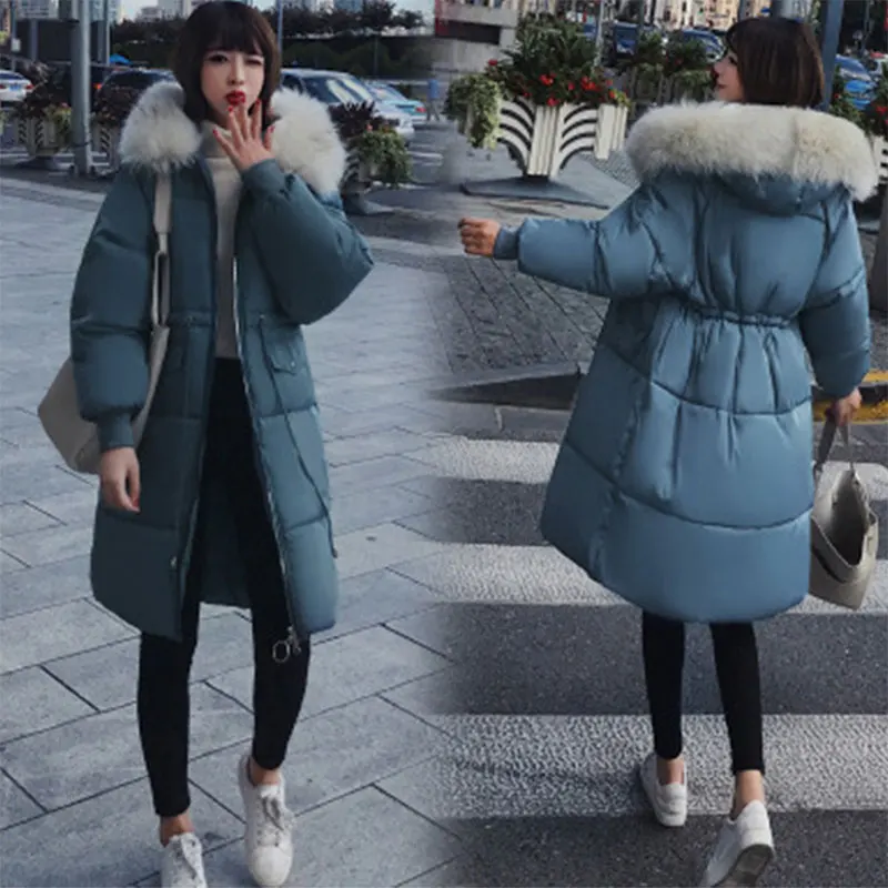 Дропшиппинг с капюшоном уплотненные на молнии длинные пуховики женские