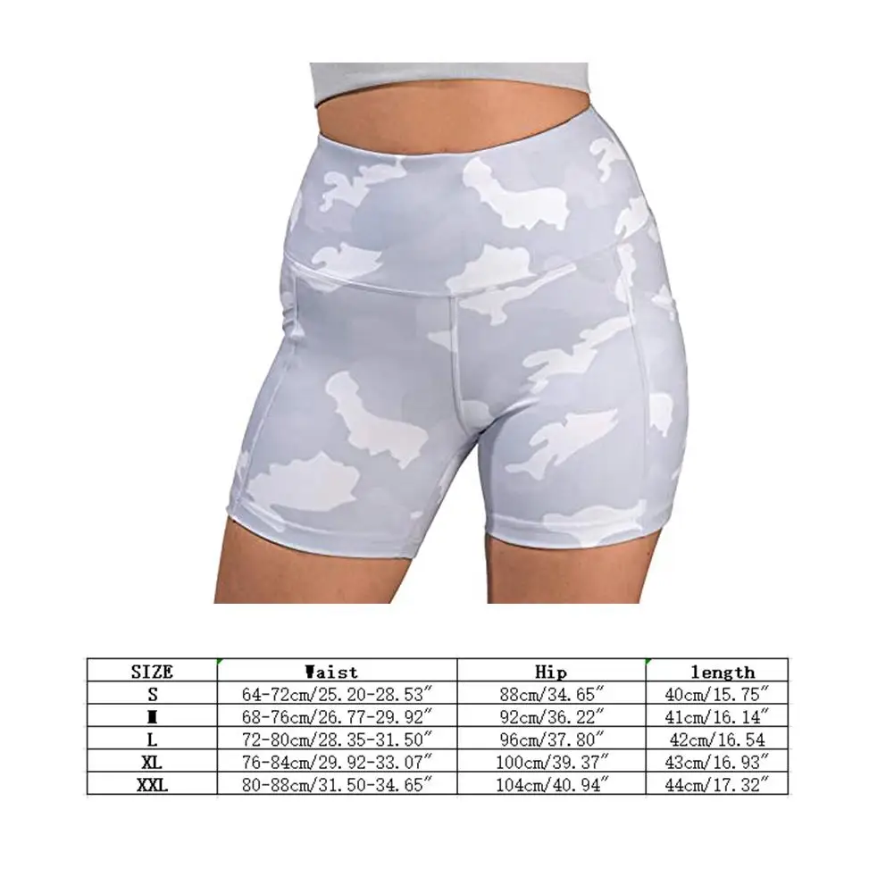 

Female Slim Workout Short Pants Camo Women Summer High Waist Hip Lifter Tummy Control Yoga Shorts with Pocket Sports Seamless Sh
