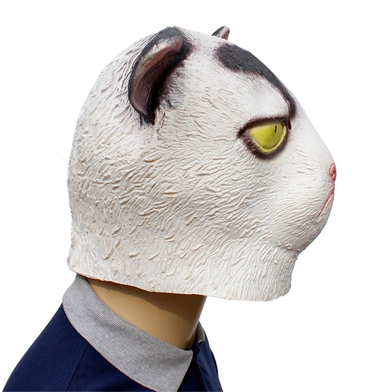 Маска животного на вечеринку для Хэллоуина латексный косплей костюм белого кота