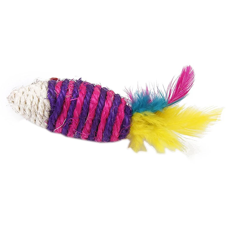 Игрушка вязаная мышь Когтеточка для кошки разноцветные | Дом и сад