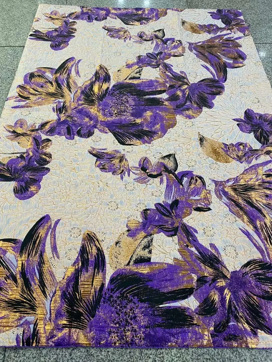 Высококачественная парчовая кружевная ткань 2021 3D блестки фиолетовая