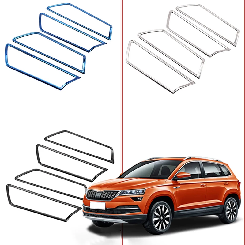 

Lsrtw2017 Stainless Steel Car Inner Door Bowl Frame Trims for Skoda Karoq Interior Accessories 2016 2017 2018 2019 2020