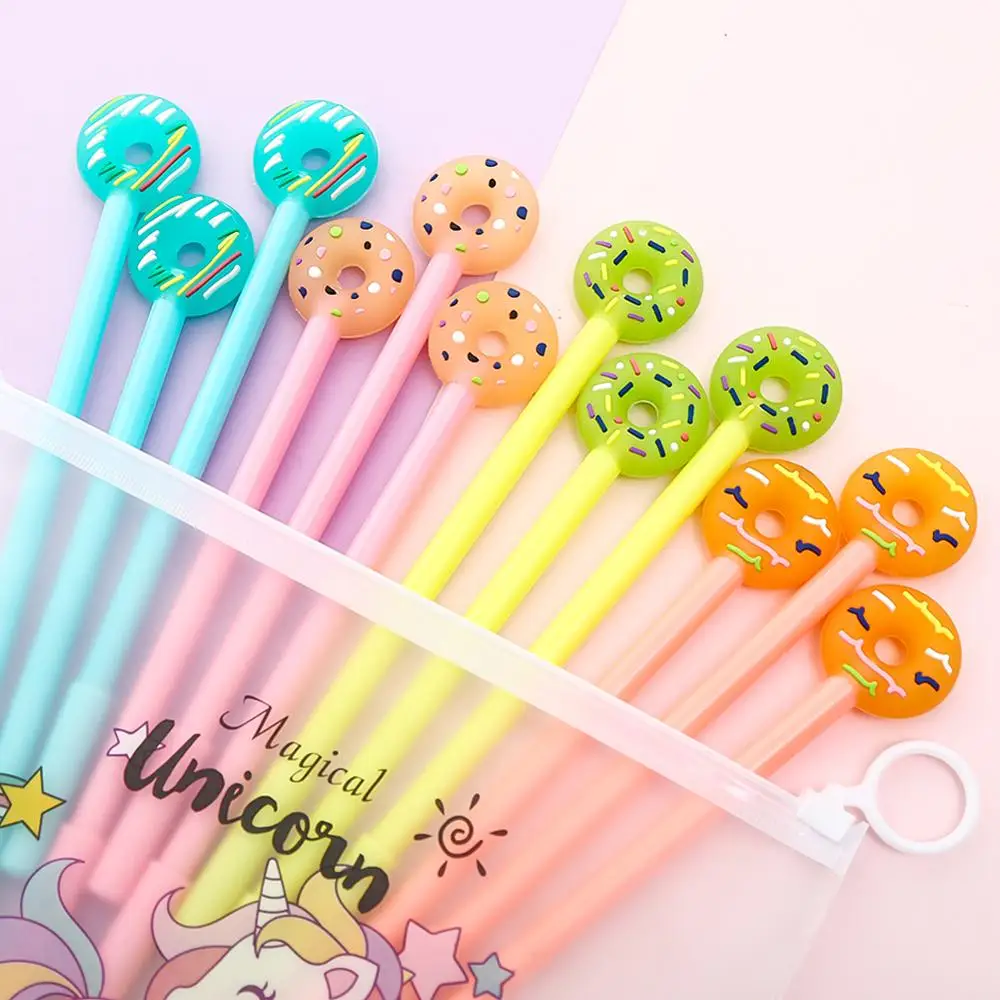 

12/100Pcs Pretty Cool Kawaii Donut Gel Pen Cute Stationery Store Supply Kawai Stationary School Office Accessory Lovely Thing