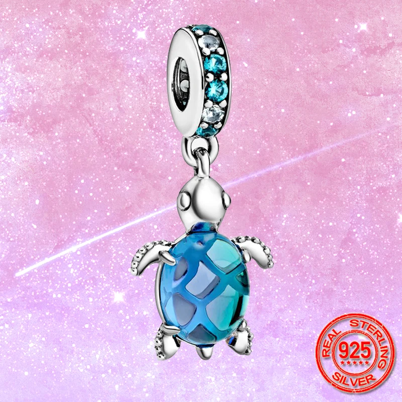 

2020 New Arrival 925 Sterling Silver Murano Glass Sea Turtle Dangle Charm Beads Fit Original Pandora Bracelet Necklace Jewelry