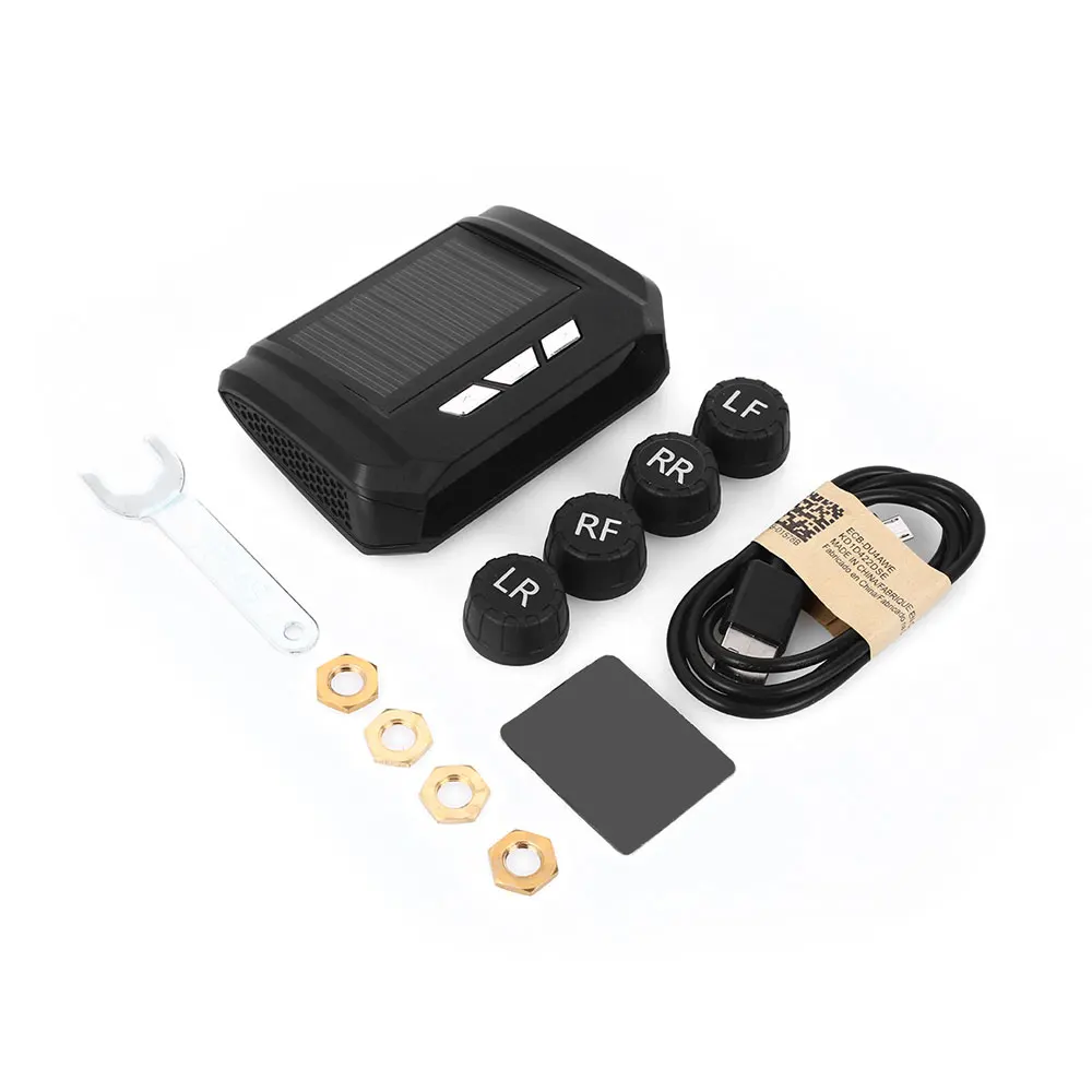 

Tire Pressure Alarm Car Auto 4PCS Sensor TPMS Tire Pressure Monitoring Solar Energy USB Vehicles Real-Time Display Windshield