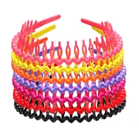 5 mixed color plastic wave hair band headband 8mm with teeth hair accessories