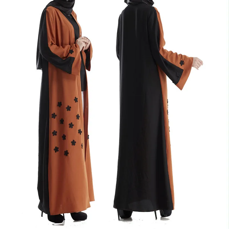 Арабское мусульманское абайя Платье женское кимоно кафтан вышивка цветочный