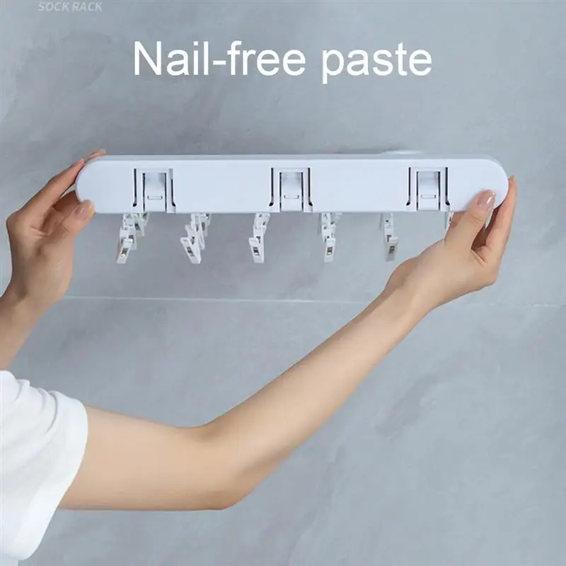

32 Clip Folding Drying Rack Underwear Sock Clip Hanger Multi-Function Clothes Windproof Storage Rack Plastic Drill Free Laundry