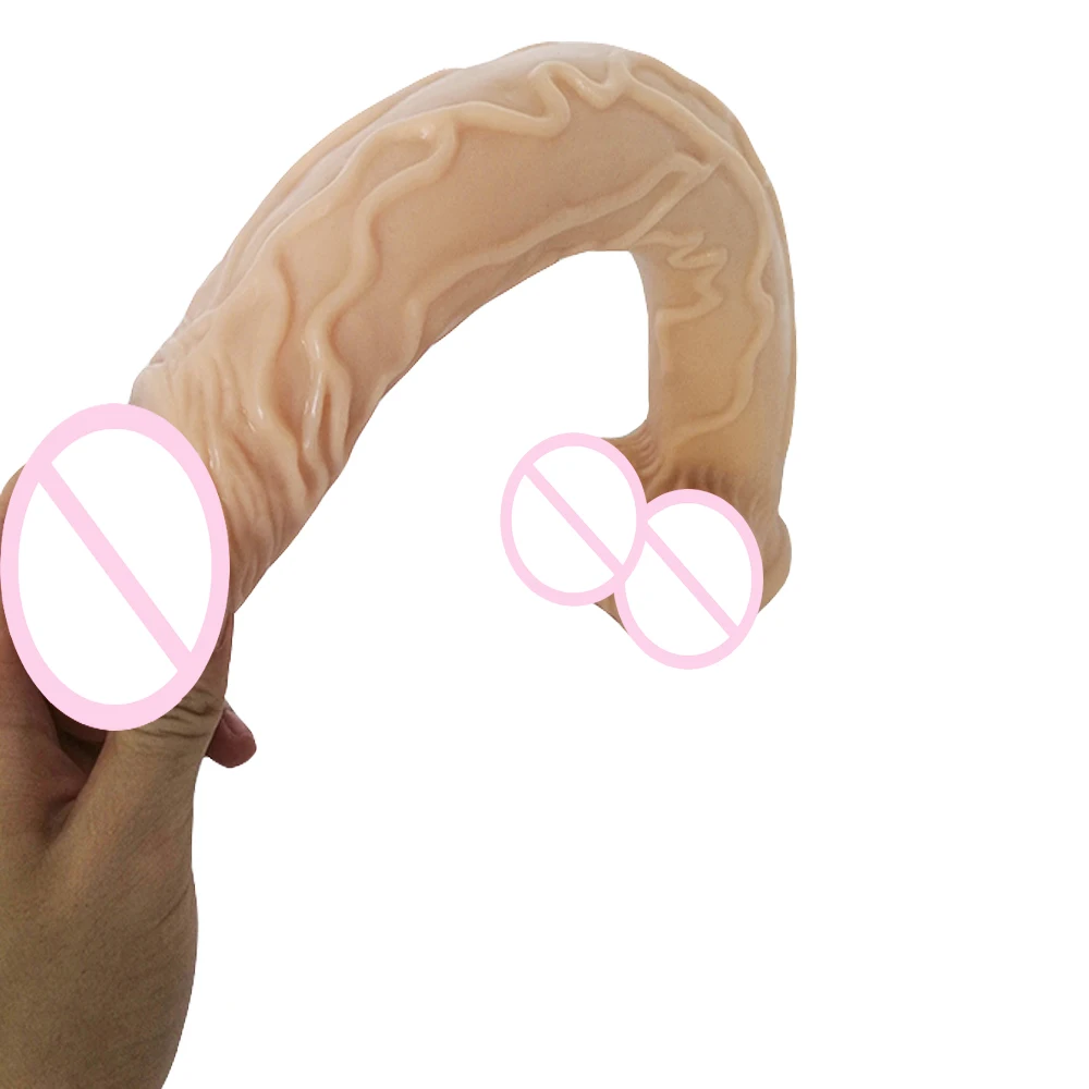 Очень длинный фаллоимитатор 42 см реалистичный мягкий пенис страпон на присоске