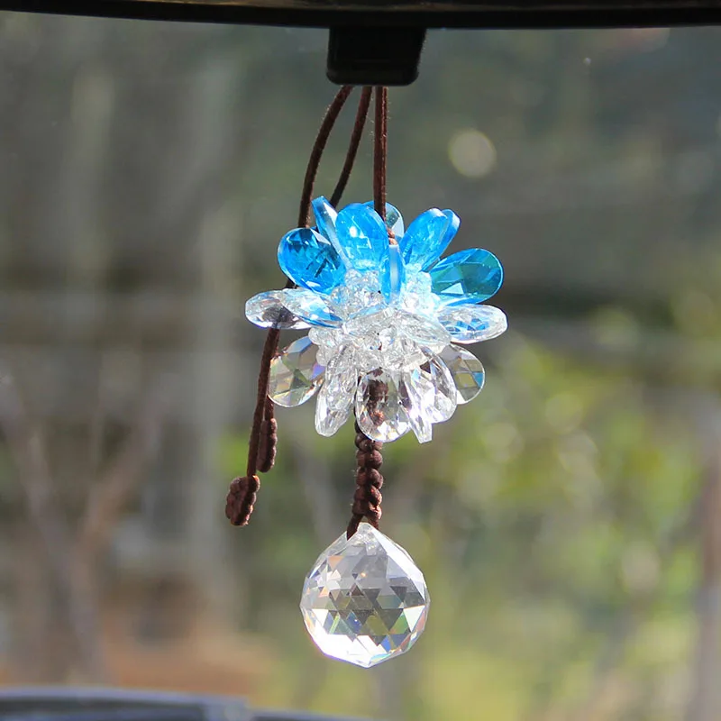 Хрустальные Граненые подвески в форме шара украшения для автомобильного зеркала